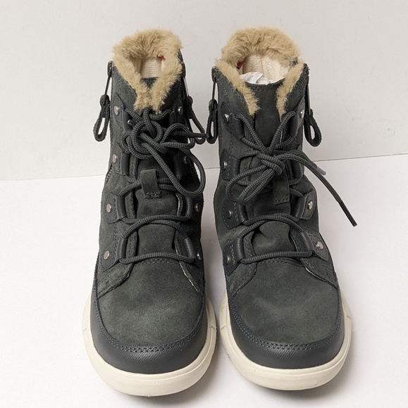 Sorel Explorer Joan Dual Zip Faux Fur Boots, Grey Suede, Women's 7.5 M - Picture 3 of 5